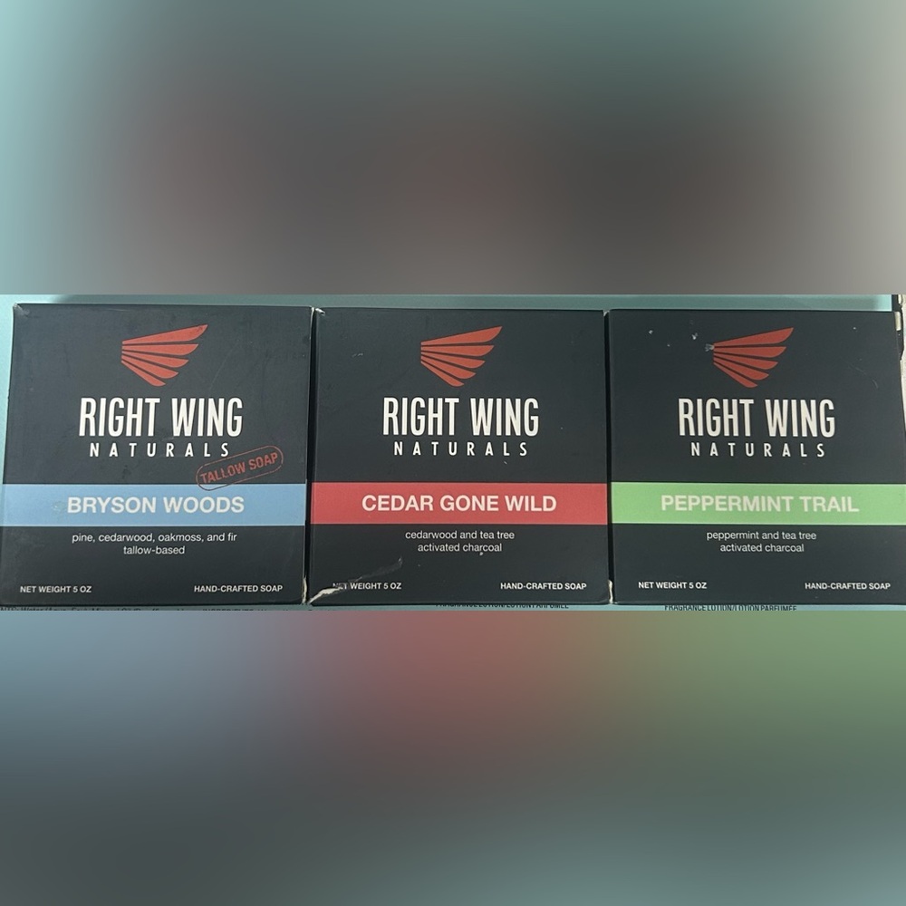 3 Right Wing Naturals Soaps for Men Handcrafted Bars Popular Scents 5oz. Each